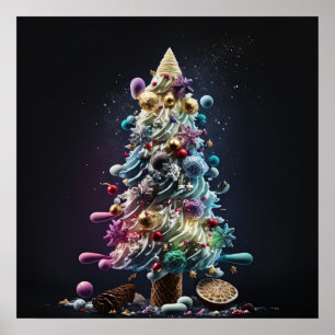 Colorful Candy Christmas Tree Poster
