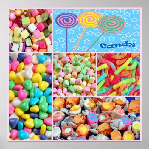 Colorful candy collage poster
