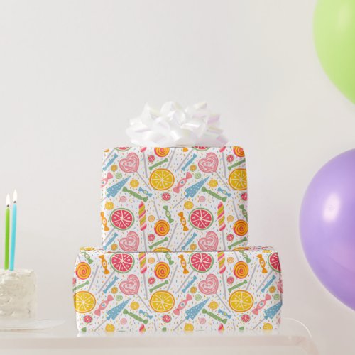 Colorful Candy Explosion Lollipop Orange Pink Red Wrapping Paper