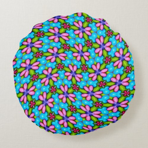 Colorful Candy Flower Pattern Round Pillow