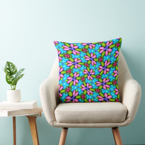 Colorful Candy Flower Pattern Throw Pillow