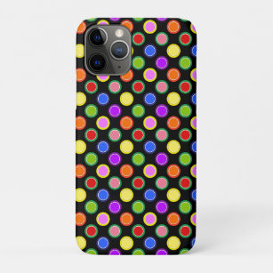 Colorful Candy Fruit Oversized Polka Dots on Black iPhone 11 Pro Case