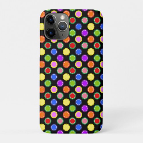 Colorful Candy Fruit Oversized Polka Dots on Black iPhone 11 Pro Case