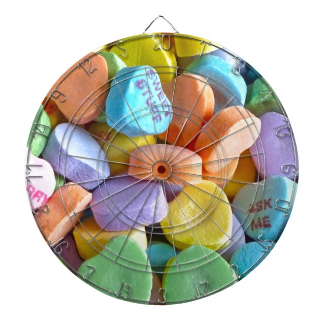 Colorful Candy Hearts Dartboard (Front)