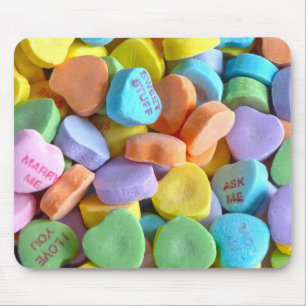 Colorful Candy Hearts Mouse Pad