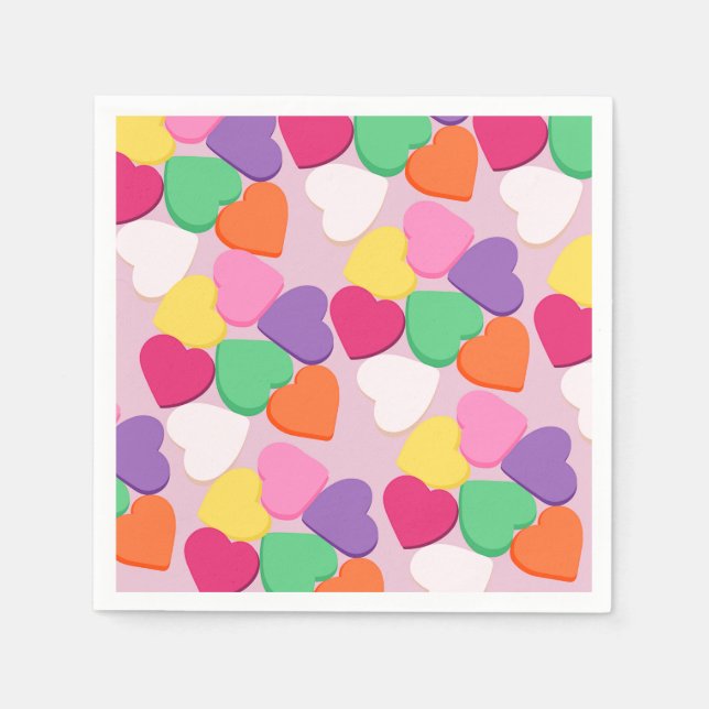Colorful Candy Hearts Napkins (Front)