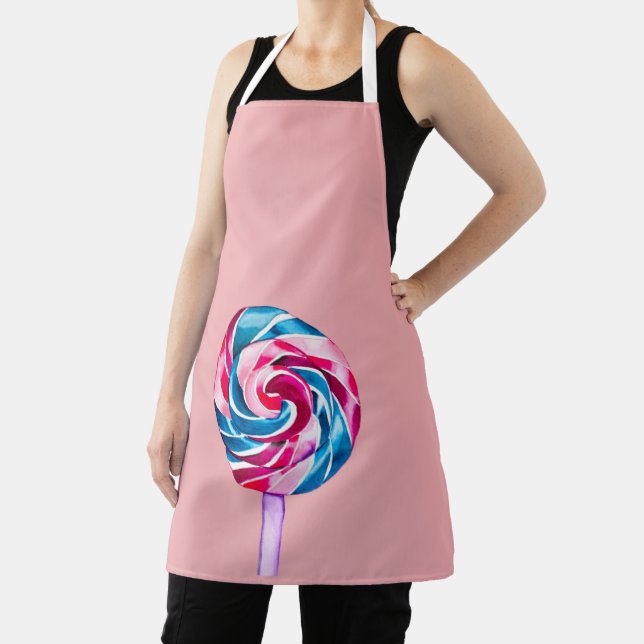 Colorful candy lollipop watercolor art apron (Insitu)