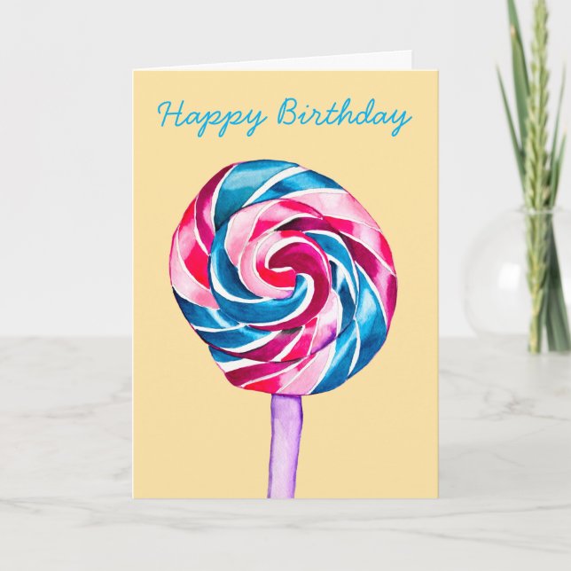 Colorful candy lollipop watercolor art card (Front)