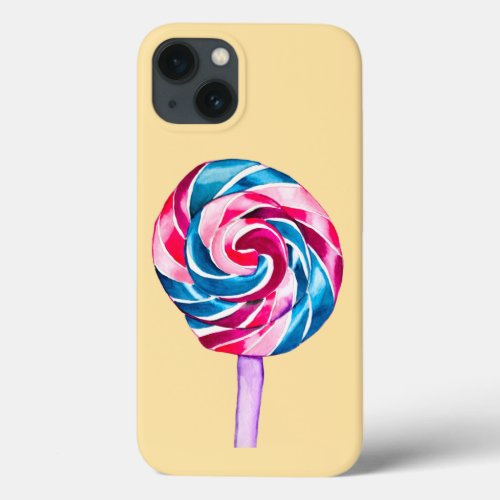 Colorful candy lollipop watercolor art iPhone 13 case