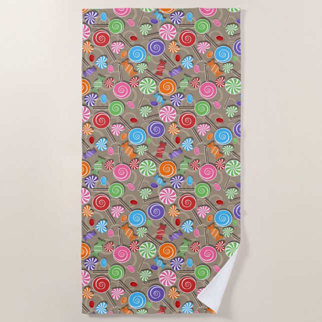 Colorful Candy & Lollipops Beach Towel (Front)