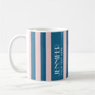 Colorful Candy Nautical Blue Modern Stripes Coffee Mug