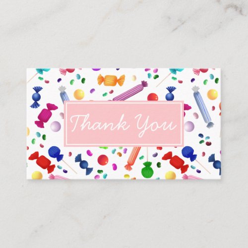 Colorful Candy Pattern Thank You Business Card