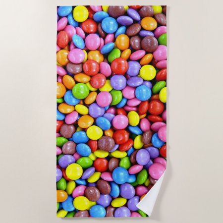 Colorful Candy Pieces Beach Towel