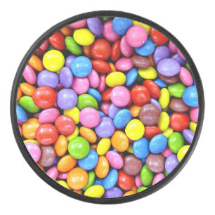 Colorful Candy Pieces Hockey Puck