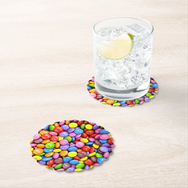 Colorful Candy Pieces Paper Coaster (Insitu)