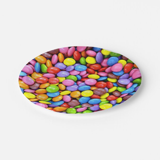Colorful Candy Pieces Paper Plates (Angled)
