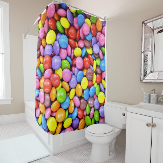 Colorful Candy Pieces Shower Curtain (In Situ)