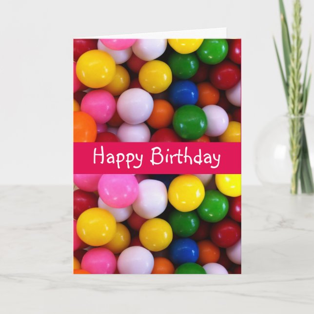 Colorful candy rainbow Gum Balls birthday Card (Front)