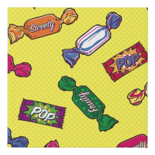 Colorful Candy Seamless Patternartpopcandypatte Faux Canvas Print