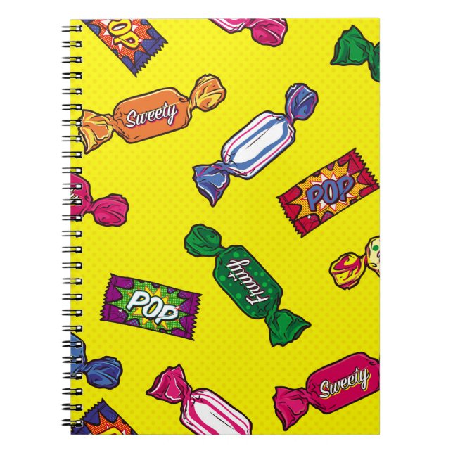 Colorful Candy Seamless Patternart,pop,candy,patte Notebook (Front)