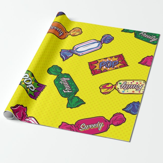 Colorful Candy Seamless Patternart,pop,candy,patte Wrapping Paper (Unrolled)