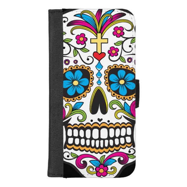 Colorful Candy Skull iPhone Wallet Case (Front)