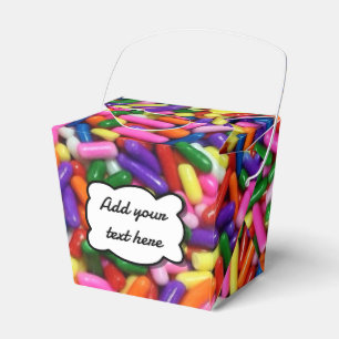 Colorful Candy Sprinkles Custom Text Favor Boxes