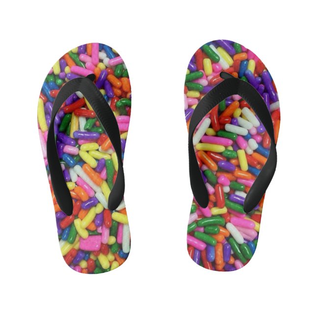 Colorful Candy Sprinkles Kid's Flip Flops (Footbed)