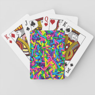 Colorful candy sprinkles print playing cards