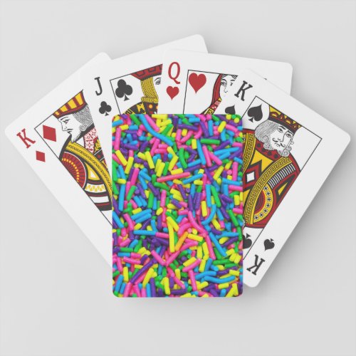 Colorful candy sprinkles print playing cards