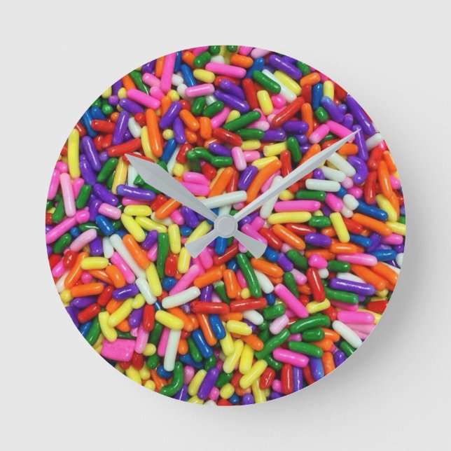 Colorful Candy Sprinkles Round Clock (Front)