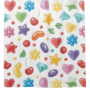 “Colorful Candy Star Shower Curtain