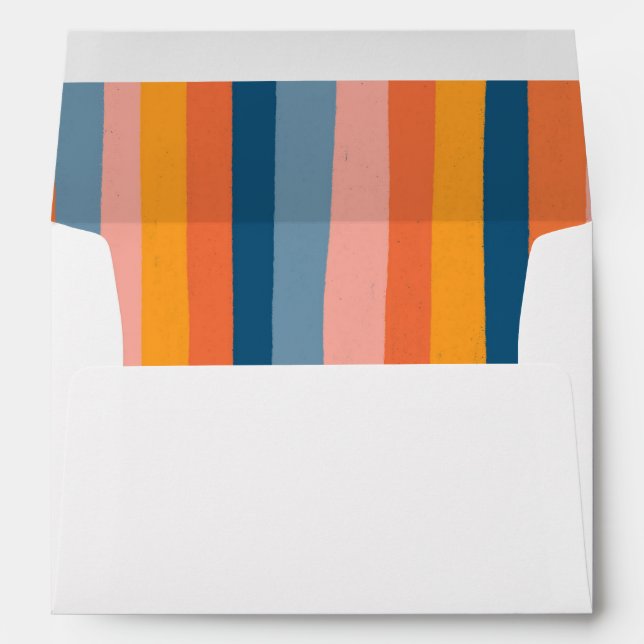 Colorful Candy Stripes Cheerful Bold Wedding Envelope (Back (Bottom))