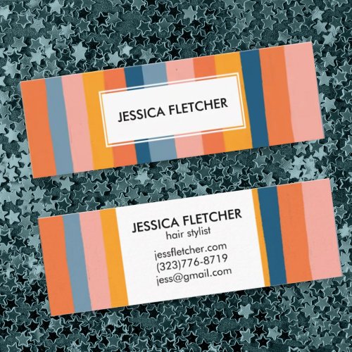 Colorful Candy Stripes Minimalist Cool Mini Business Card