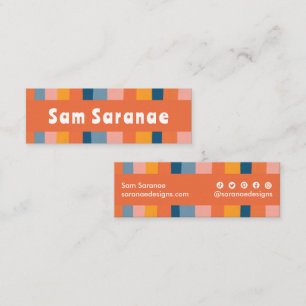 Colorful Candy Stripes Minimalist Cool  Retro Mini Business Card
