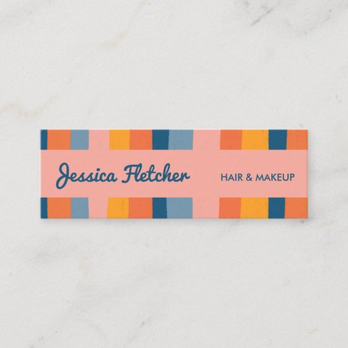 Colorful Candy Stripes Minimalist Pink Mini Business Card