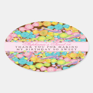 Colorful Candy Sweet 16 Favor Thank You Sticker