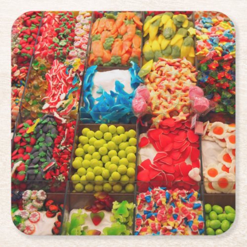 Colorful candy sweet shop coaster
