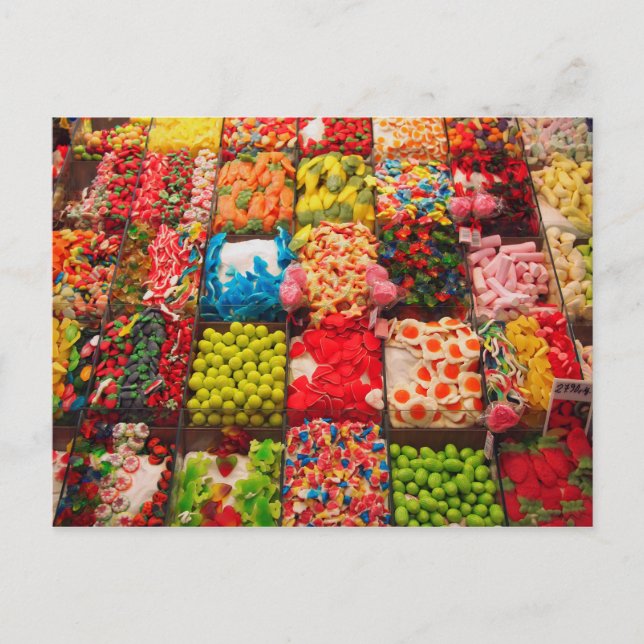 Colorful candy sweet shop postcard (Front)