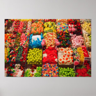 Colorful candy sweet shop poster
