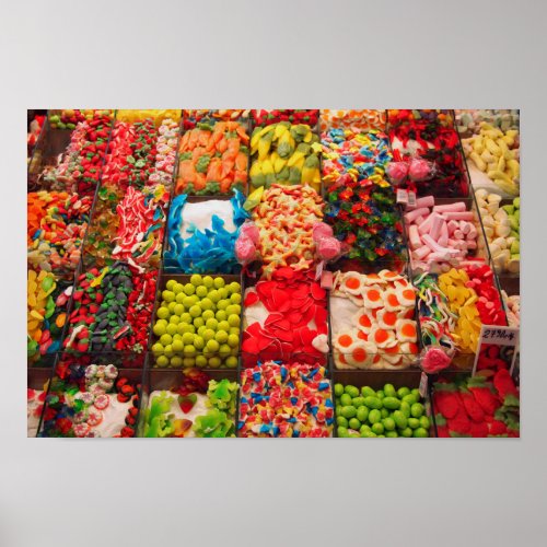 Colorful candy sweet shop poster