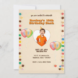 Colorful Candy-Themed Pearl Background Birthday  Invitation