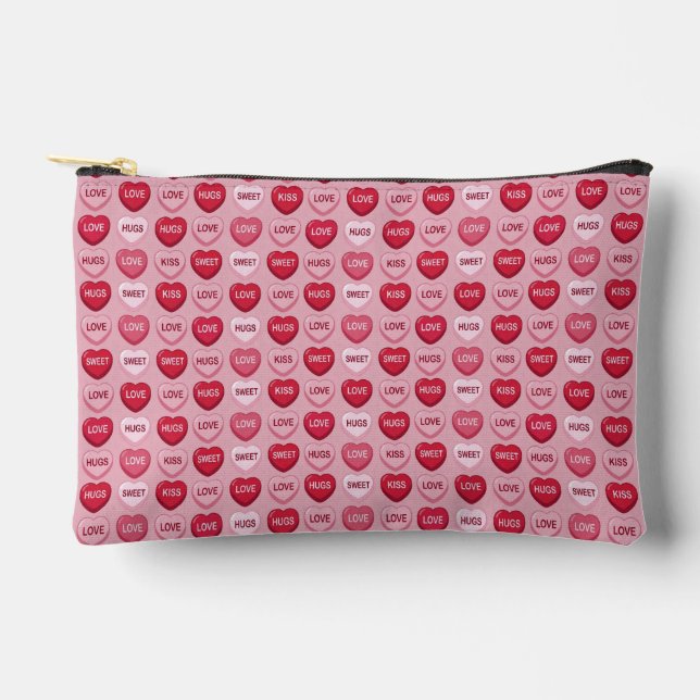 colorful candy Valentine's day heart pattern Accessory Pouch (Front)