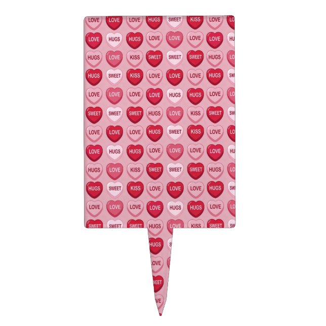 colorful candy Valentine's day heart pattern Cake Topper (Front)