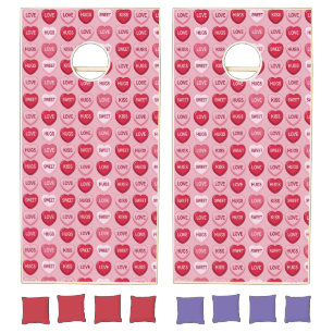 colorful candy Valentine's day heart pattern Cornhole Set