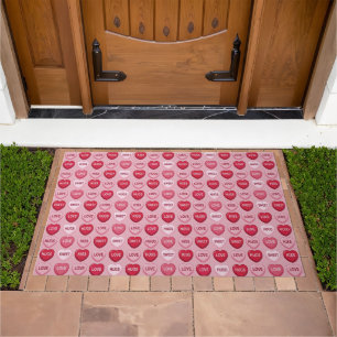 colorful candy Valentine's day heart pattern Doormat