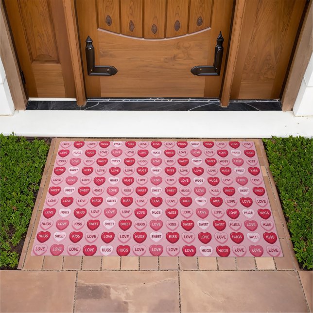 colorful candy Valentine's day heart pattern Doormat (Outdoor)