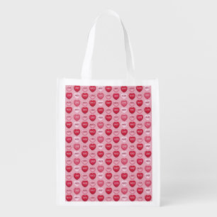 colorful candy Valentine's day heart pattern Grocery Bag