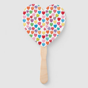 colorful candy Valentine's day heart pattern Hand Fan