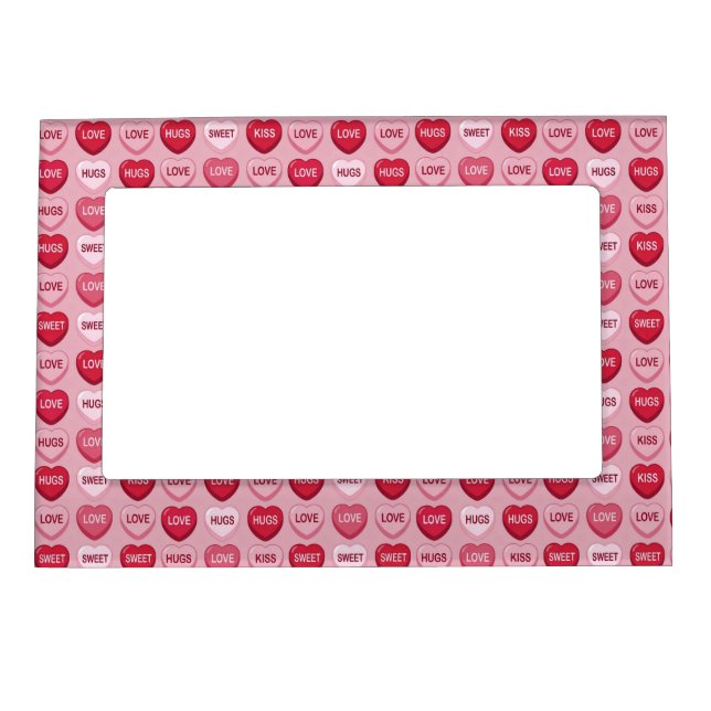 colorful candy Valentine's day heart pattern Magnetic Frame (Front)